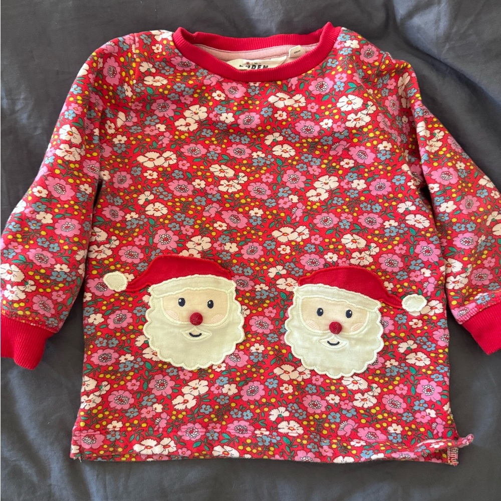 Mini Boden Red Floral Santa Dress